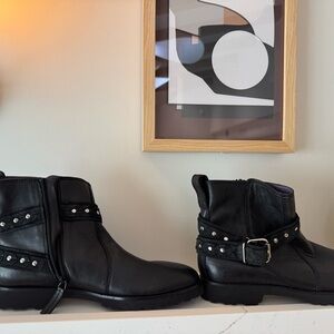 Robert Zur Black Ankle Boots with Studded Straps